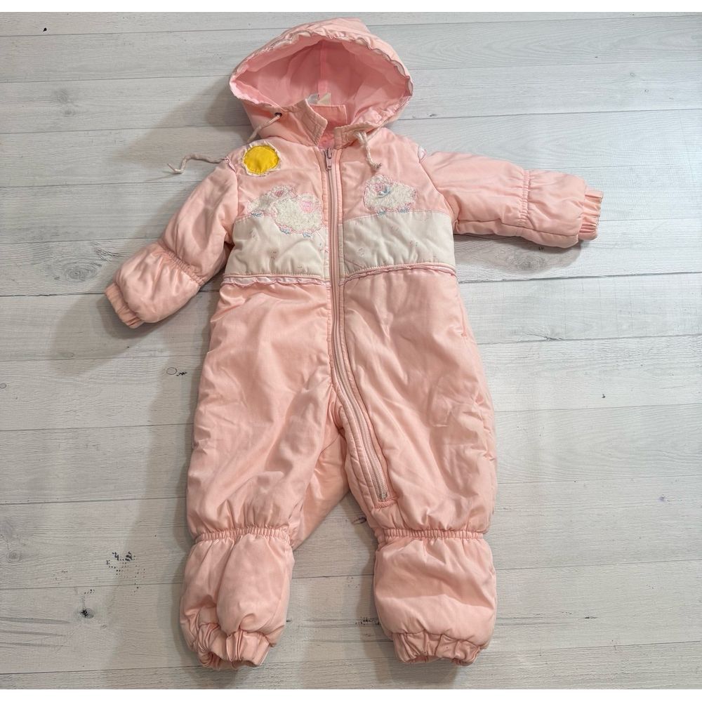 Vintage baby girls bunny bunting snowsuit 12 months